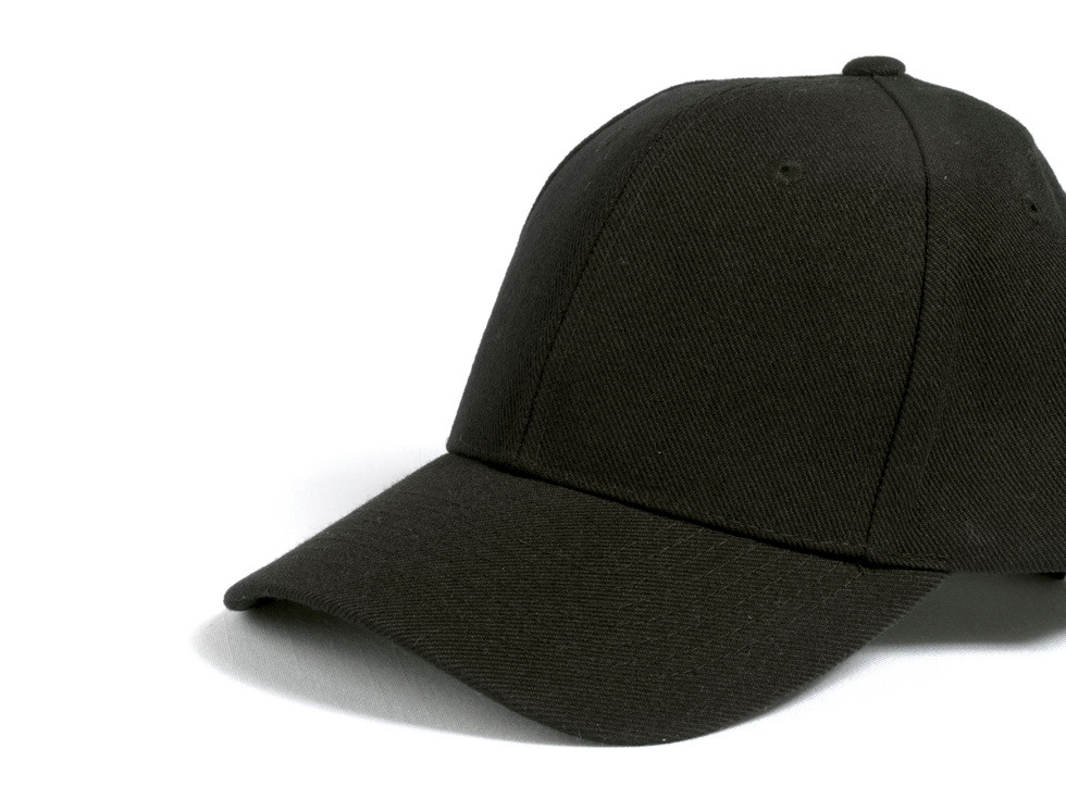 Black Baseball Hat on White Background